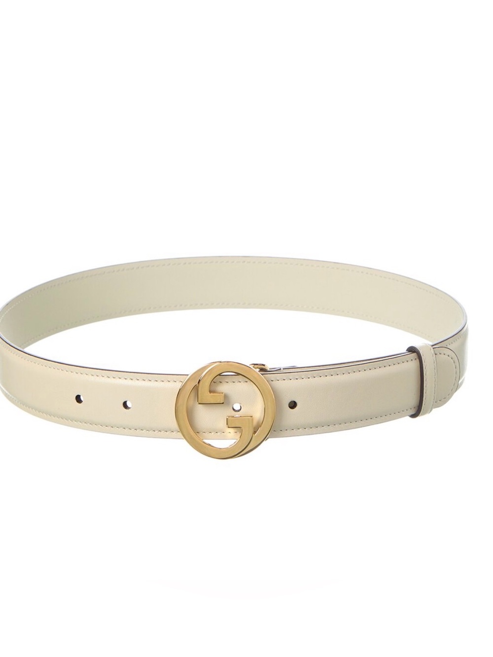 Gucci blonde White Leather GG Logo Belt – Size 80/32